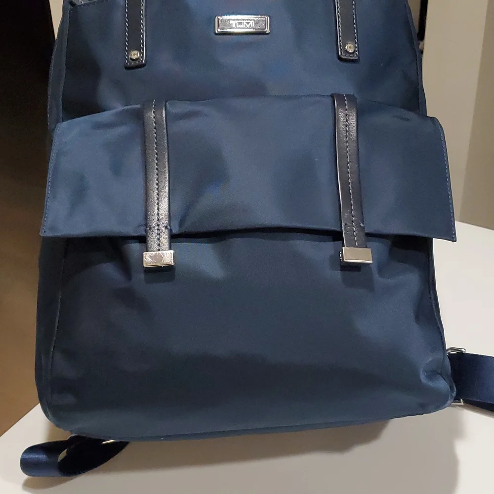 Tumi Epsom Convertible Backpack in Blue & Silver Hardware